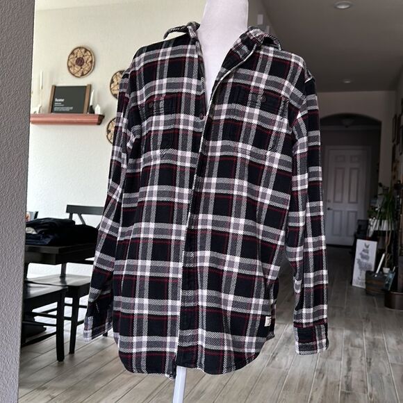 G.H. Bass & Co. Fireside Flannels Long Sleeve Button Down Shirt Plaid Shacket M - Picture 5 of 10